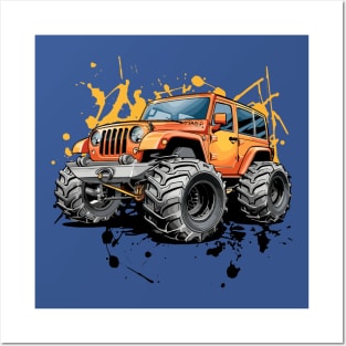 Off-Road 4x4 Vehicles in Graffiti Cartoon Style Posters and Art